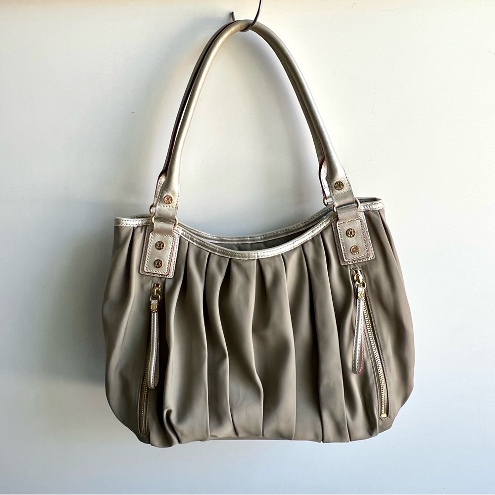 MZ Wallace Pleated Taupe Shoulder Bag B2-20